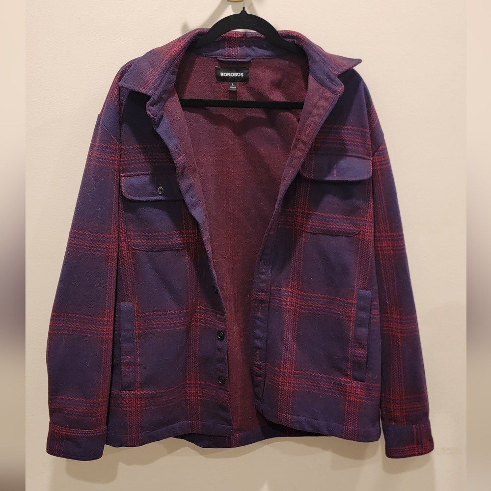 Bonobos Burgundy and Navy Plaid Jacket